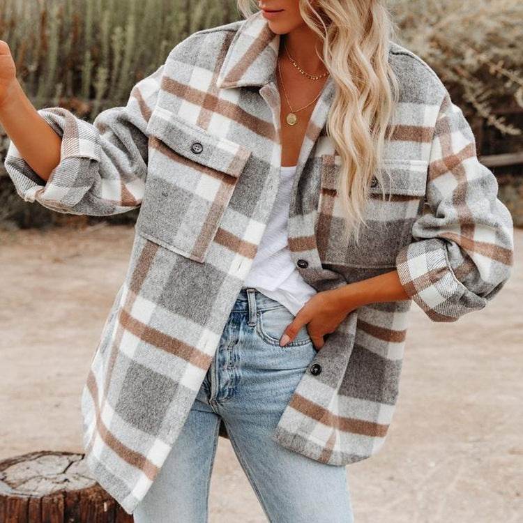 Chemise en laine et flanelle à carreaux et boutons - Droxev