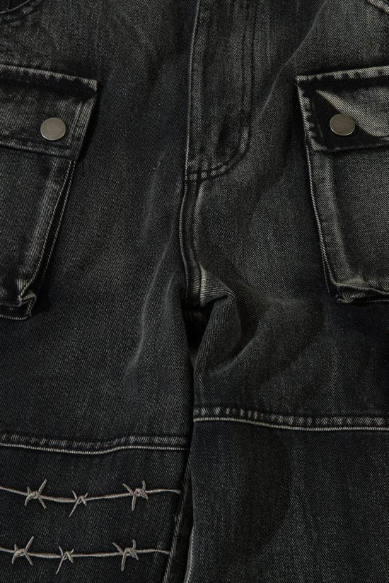 Pantalon ample brodé à jambes larges pour homme - Droxev