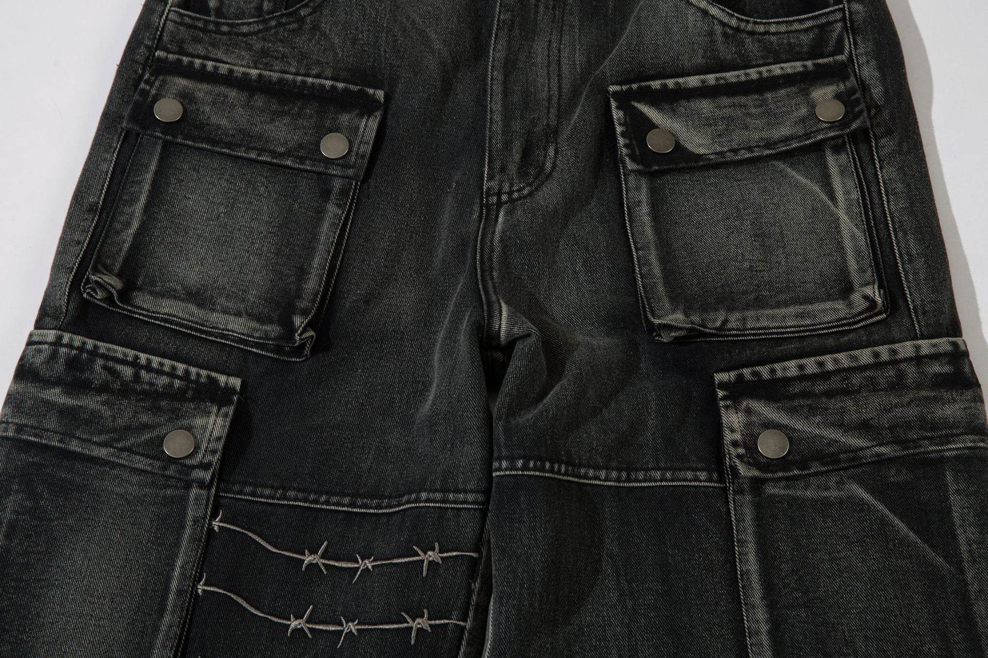 Pantalon ample brodé à jambes larges pour homme - Droxev