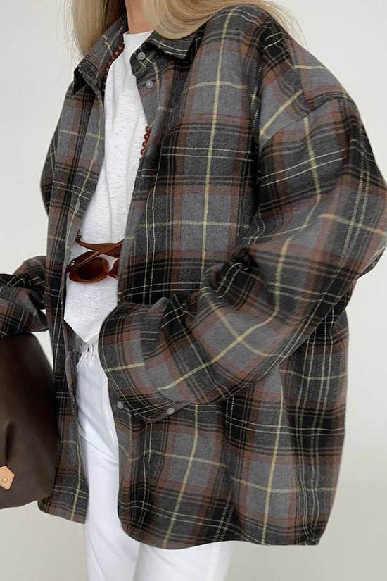 Chemise à manches longues à la mode rétro ample - Droxev