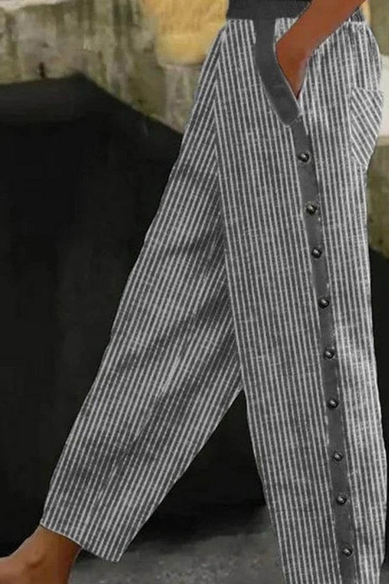 Pantalon décontracté en lin imprimé exquis - Droxev