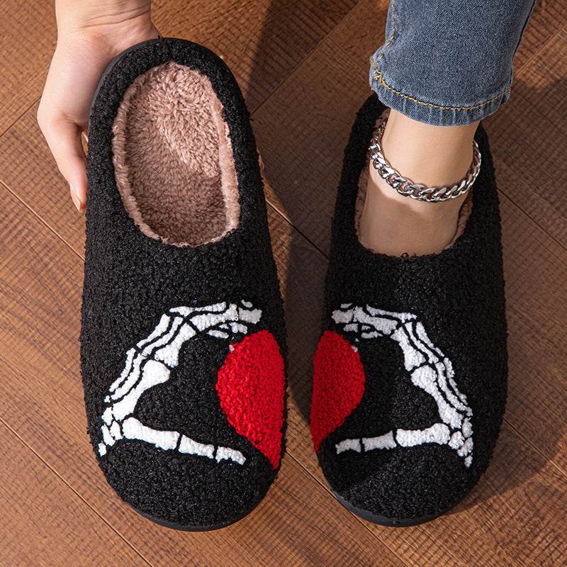 Chaussons de chambre à coucher en coton à semelle souple, chaussures chaudes d'hiver pour femmes et hommes - Droxev