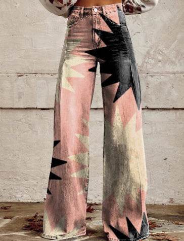 Pantalon large en faux denim fin - Droxev