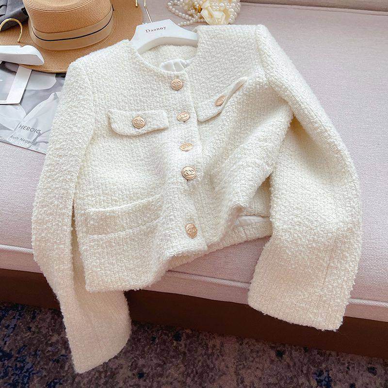 Manteau en tweed de style classique pour femme - Droxev