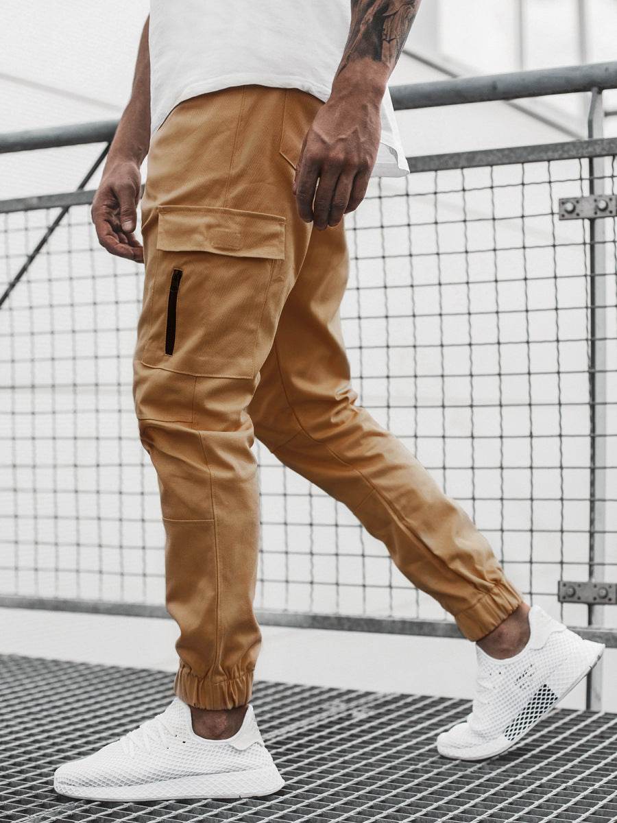 Pantalon long décontracté pour homme avec poches latérales zippées - Droxev