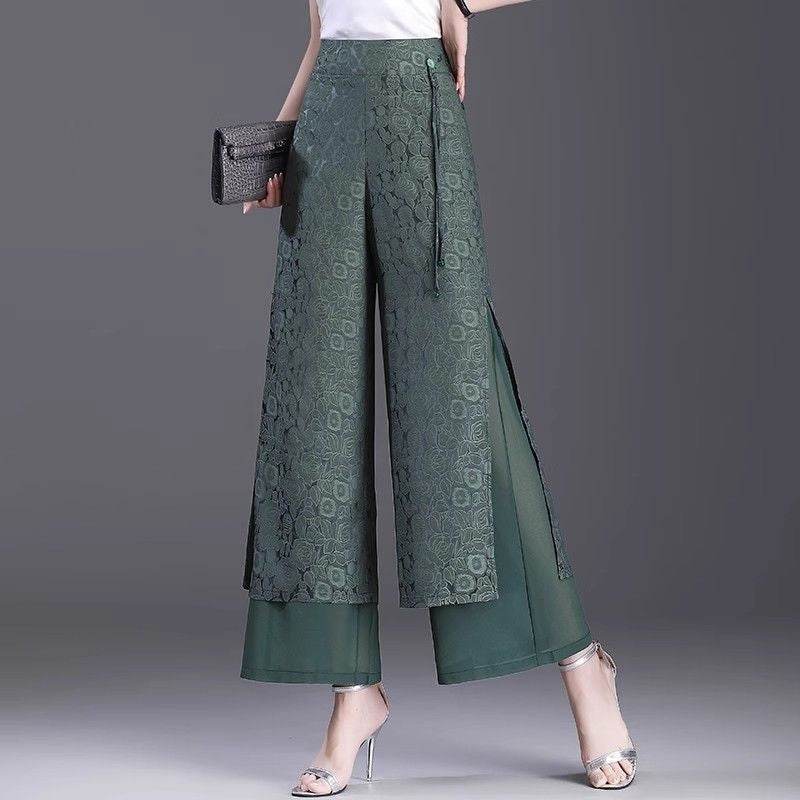 Pantalon fendu fin taille haute ample - Droxev